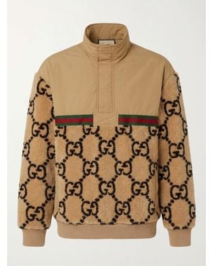 Gucci Monogrammed Contrasting Teddy Jacket - Brown