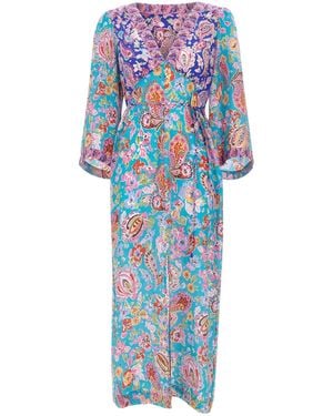 RIXO London Dahlia Floral Paisley Midi Dress - Blue