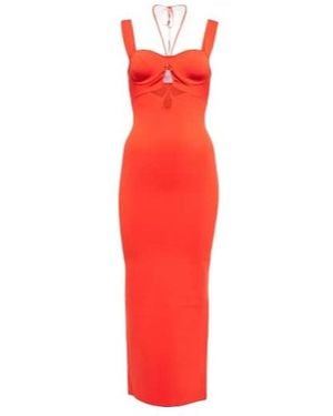 Galvan London Kali Halterneck Cutout Midi Dress - Red