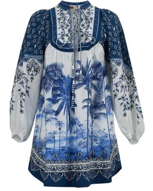 FARM Rio Long Sleeve Dress - Blue
