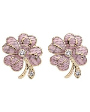 Dior Floral Clover Stud Earrings - Pink