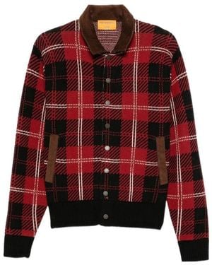 Guest In Residence Checked Knit Jacket - Red