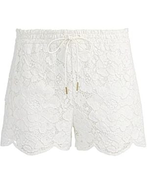 Alice + Olivia Alice Olivia Kenley Lace Scalloped-Hem Drawstring Shorts - White