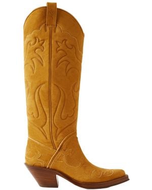 Gabriela Hearst Capitana 50 Embroidered Suede Knee Boots - White