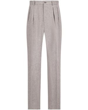 Tagliatore Pleated Straight-Leg Trousers - Grey