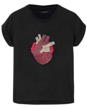 AllSaints Andrea Beaded Heart T-Shirt - Black