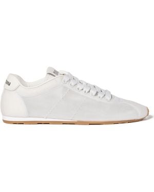 Miu Miu Plume Mesh Fabric Sneakers - White