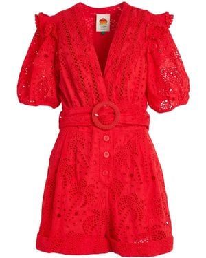 FARM Rio Solid Colour Romper Jumpsuit - Red