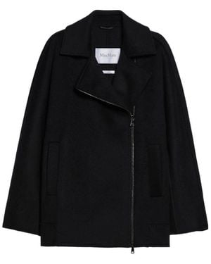 Max Mara Zip Detailed Long-Sleeved Coat - Black