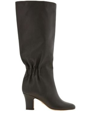 Ferragamo Knee Boot With Ruched Detail - Black
