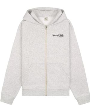 Sporty & Rich Run Club Zipped Hoodie - White
