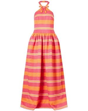 Emilia Wickstead Striped Taffeta Halterneck Gown - Red