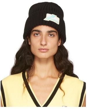 we11done Logo Rib Knitted Hat - Black