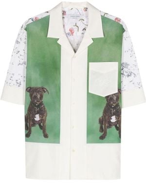 Marine Serre Graphic Print Short-Sleeve Shirt - Green