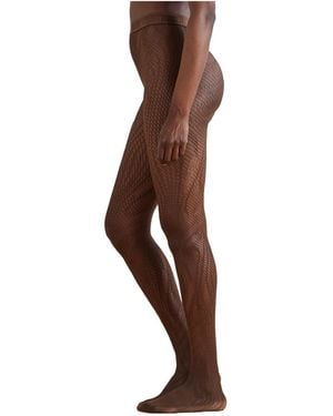 Wolford Snake Net Tights - Brown