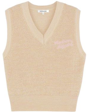 Maison Kitsuné V-Neck Rib Vest - Natural