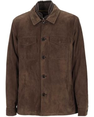 Moorer Long Sleeved Jacket - Brown