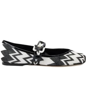 Missoni Zigzag-Pattern Ballerinas - Black