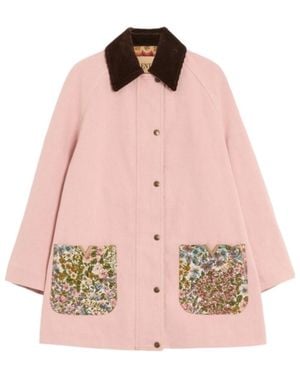 Valentino Caban Floral-Pocket Denim Jacket - Pink