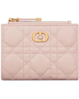 正規品★DIOR J'Adior Jolie Dahlia Dior Caro Dahlia Wallet Sand-Colored Supple Cannage Calfskin