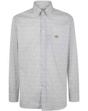Etro Pegaso Embroidered Button-Down Shirt - Gray