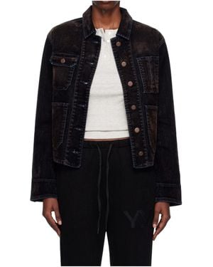 OPEN YY Velvet Denim Trucker Jacket - Blue