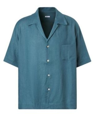 Kiton Linen Bowling Shirt - Blue