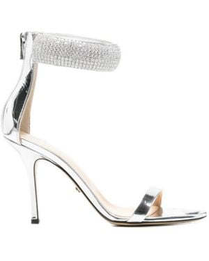 Mach & Mach Round-Toe High-Heeled Sandals - White