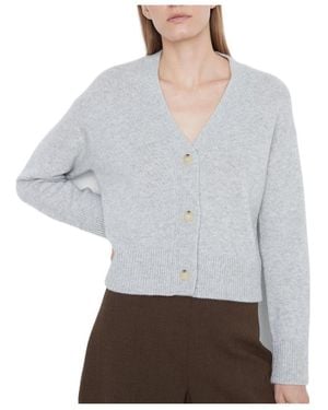 Vince Button-Up Knitted Cardigan - Grey