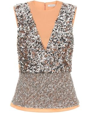 Rabanne Rabanne Sequin Embellished Sleeveless Top - Brown