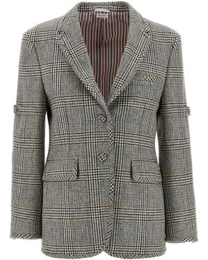 Thom Browne Checked Single-Breasted Blazer - Gray