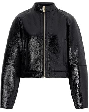 Alaïa Cropped Shearling Bomber Jacket - Black