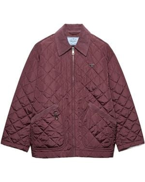 Prada Re-Nylon Triangle-Logo Quilted Jacket - Purple