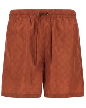 Gucci Monogrammed Drawstring Swimwear - Orange