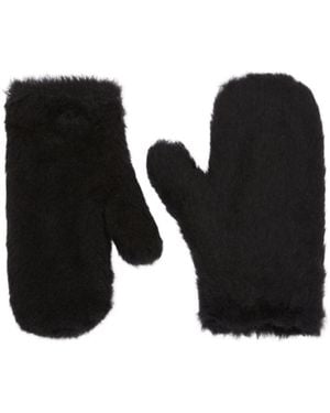 Max Mara Alpaca And Wool Teddy Fabric Mittens - Black
