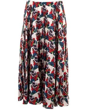 Valentino X Undercover Lovers Print Pleated Skirt - White