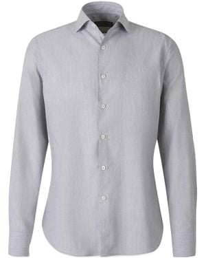Canali Long Sleeved Plain Shirt - Grey