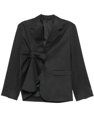 AVAVAV Pinstripe-Pattern Gathered-Detail Blazer - Black