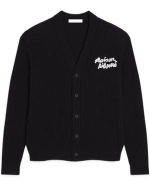 Maison Kitsuné Maison Kitsuné Handwriting Comfort Ribbed Cardigan - Black