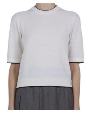 Thom Browne 4-Bar Stripe Cotton T-Shirt - Gray