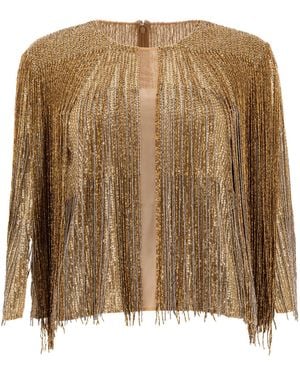 Elie Saab Fringed Embroidered Blouse - Brown