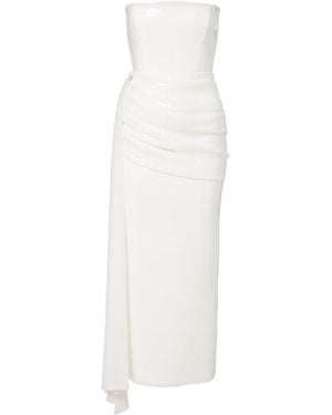 Alex Perry Bridal Sequined Strapless Bustier Gown - White