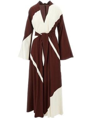 Alberta Ferretti Long-Sleeved Tie-Waist Dress - Brown