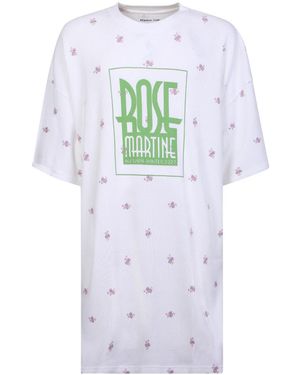 Martine Rose Long Printed Floral Print T-Shirt - White