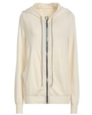 Rick Owens Solid Colour Knitted Hooded Cardigan - White