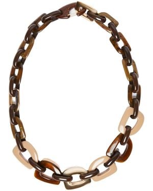 Max Mara Resin Metal Chain Necklace - Metallic