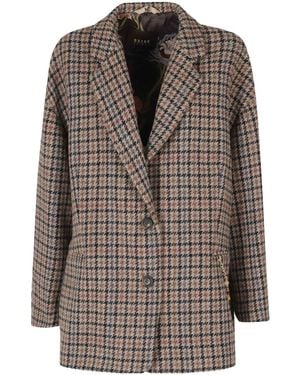Bazar Deluxe Long-Sleeve Plaid Jacket - Brown
