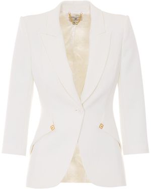 Elisabetta Franchi Single-Breasted V-Neck Blazer - White