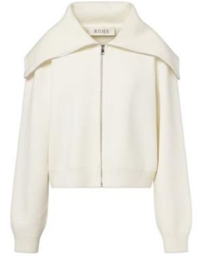 Rohe Wool Zip-Up Jumper - White