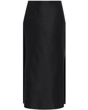 The Row Kanita Side Slit Midi Skirt - Black